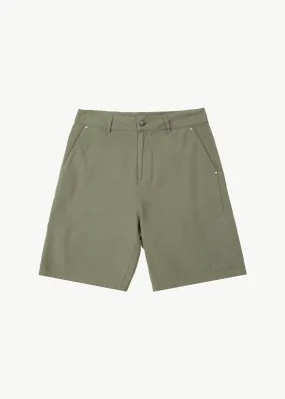 AFENDS Mens Harper - Canvas Carpenter Shorts 20" - Olive