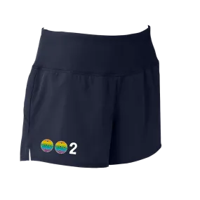 002 With Pickleballs (Colors Cyan Orange Purple Rainbow) | Women's Pickleball Shorts