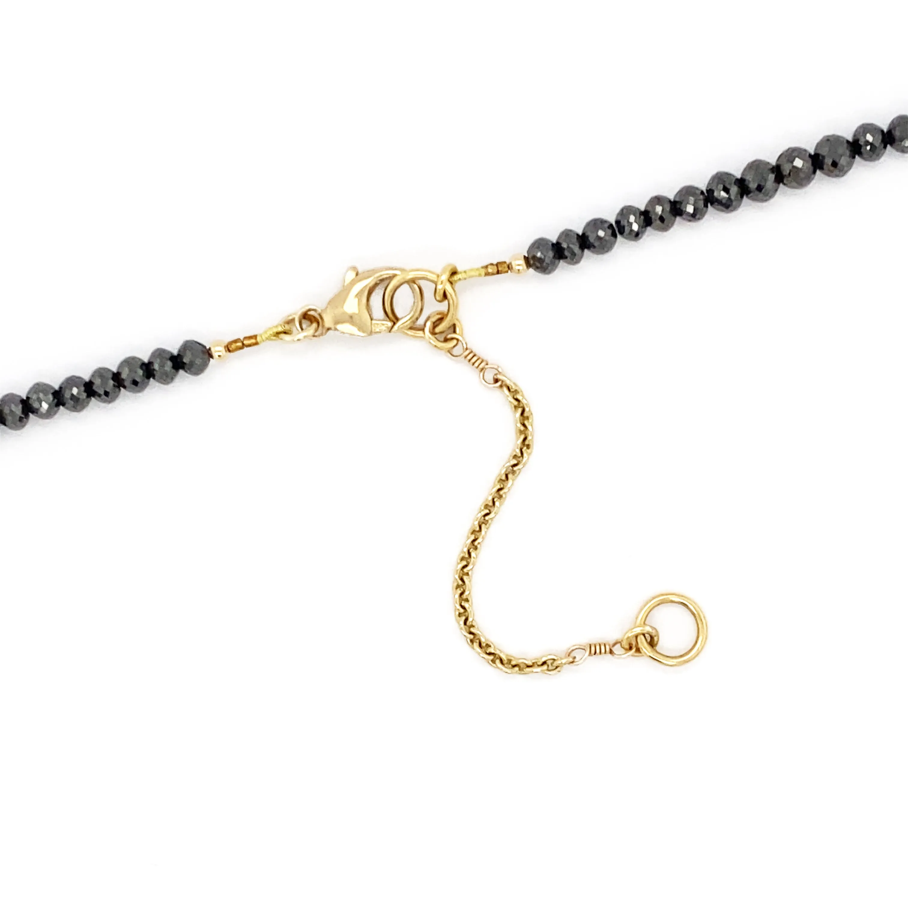 14k Black Diamond Beads Adjustable Necklace