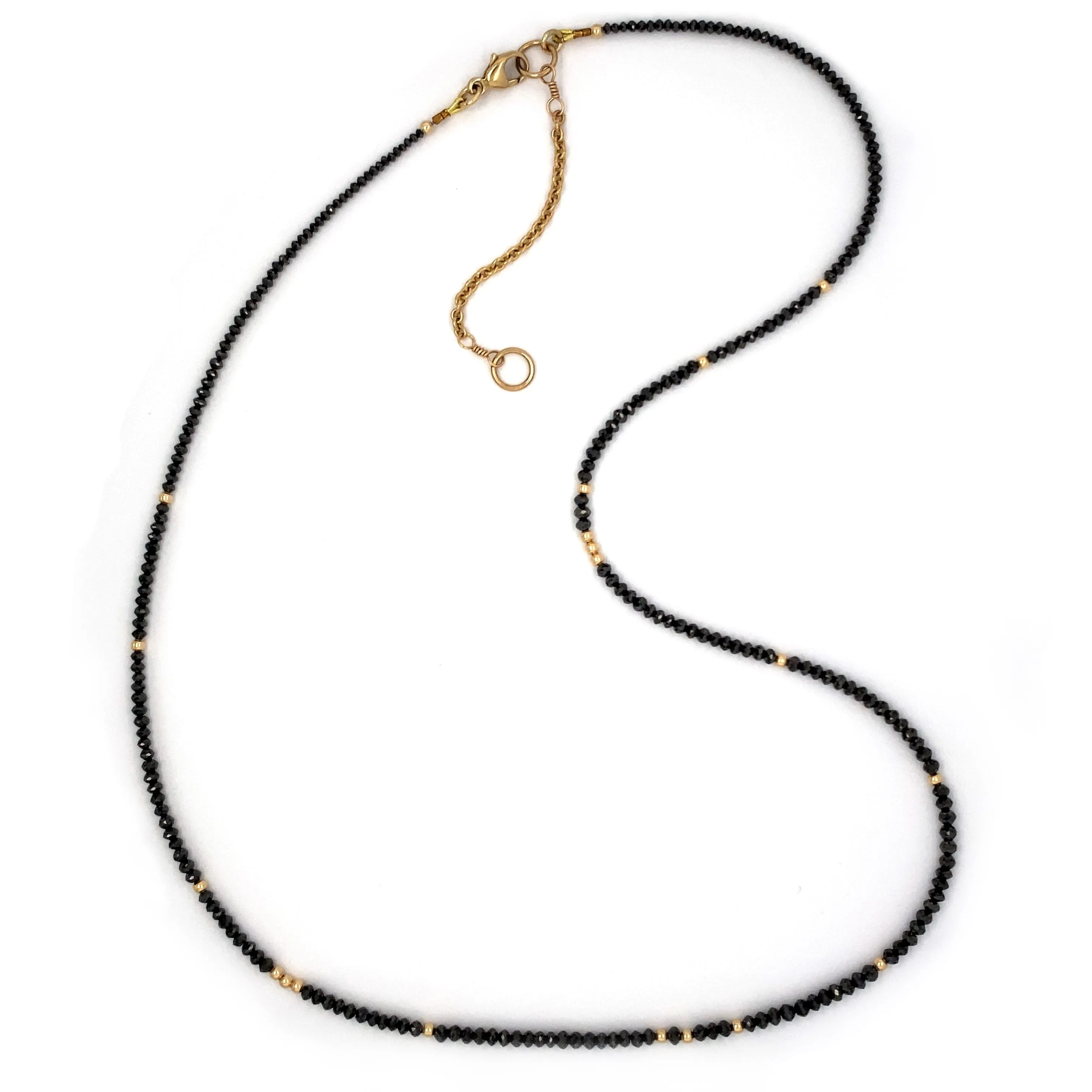 14k Black Diamond Beads Adjustable Necklace