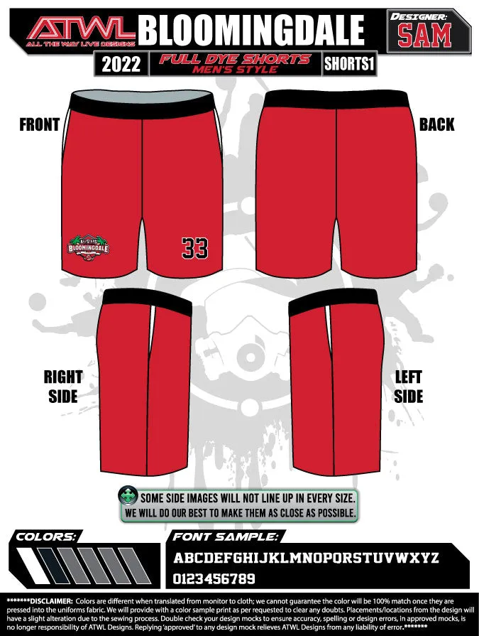 2022 Bloomingdale All Stars Full Dye Shorts