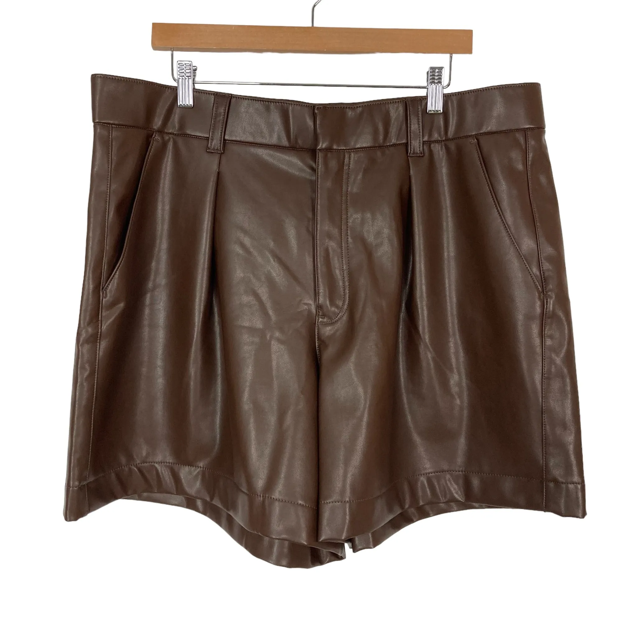 Abercrombie & Fitch Chocolate Brown Vegan Leather Tailored Shorts- Size XL (sold out online)