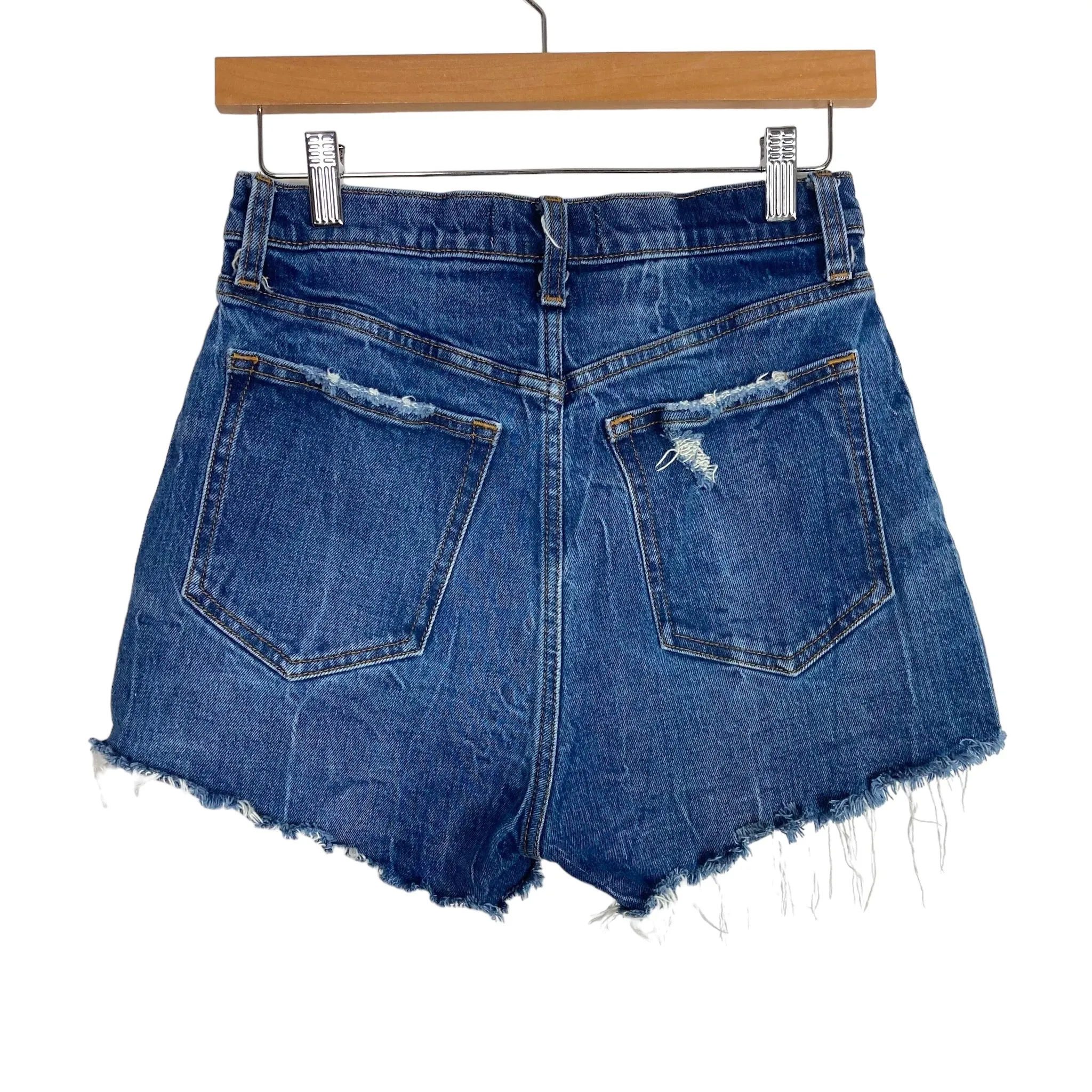 Abercrombie & Fitch High Rise Mom Distressed Butterfly Button Jean Shorts- Size 27/4