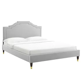 Adelaide Performance Velvet King Platform Bed By Modway - MOD-6863 - Light Gray