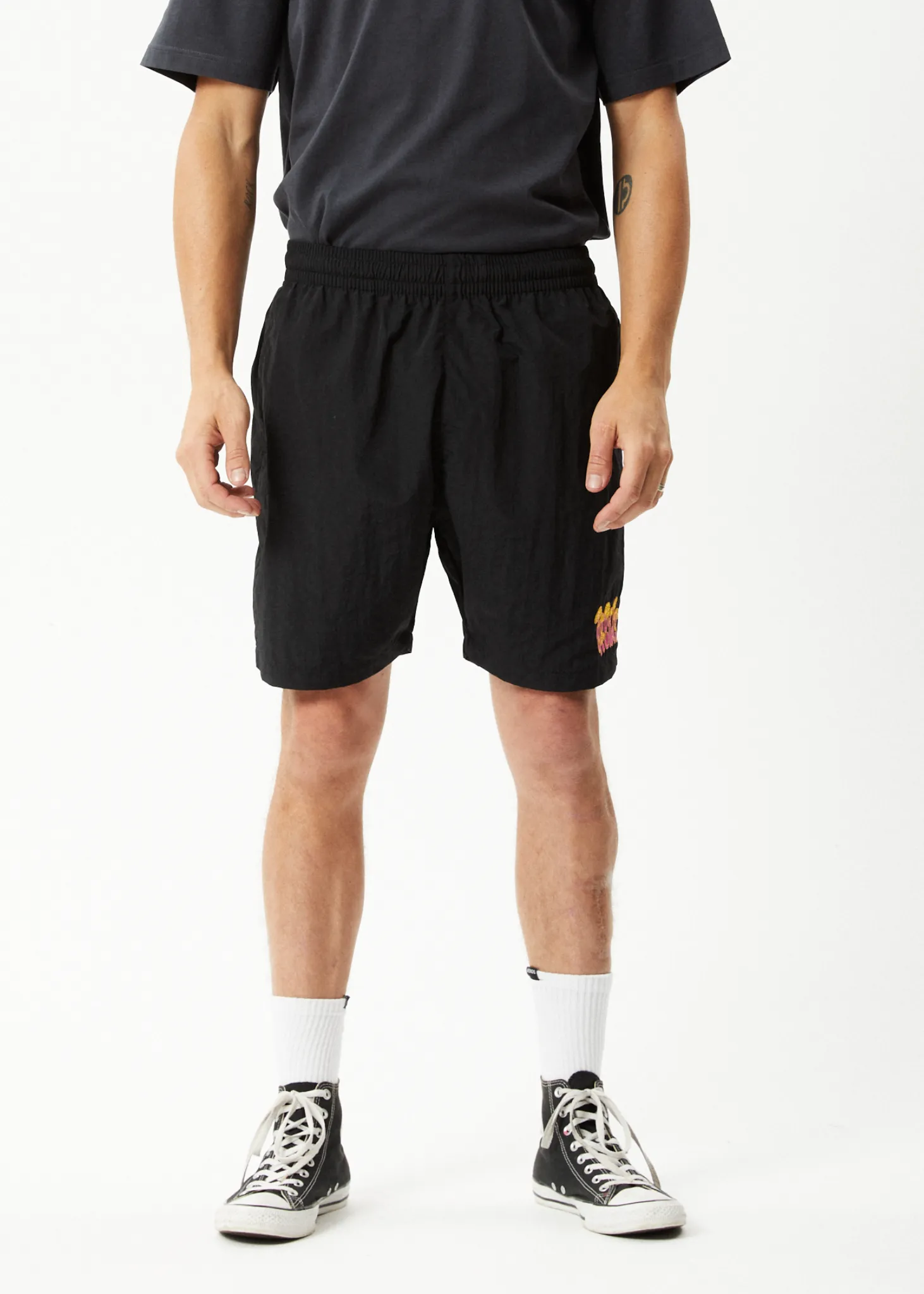 AFENDS Mens Baywatch Intergalactic - Elastic Waist Shorts - Black