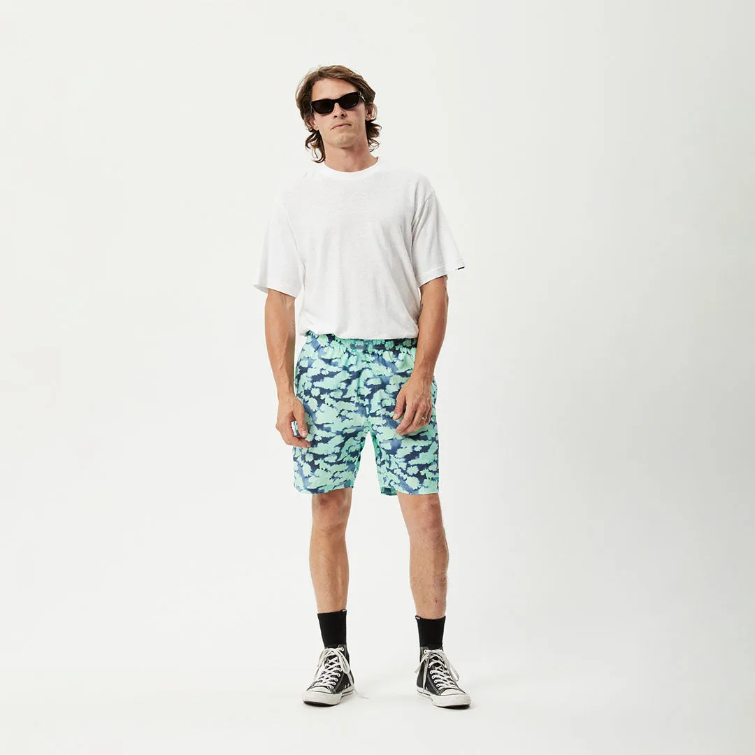 AFENDS Mens Baywatch Liquid - Elastic Waist Shorts - Jade Floral