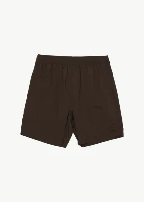 AFENDS Mens Baywatch - Swim Shorts 18" - Coffee