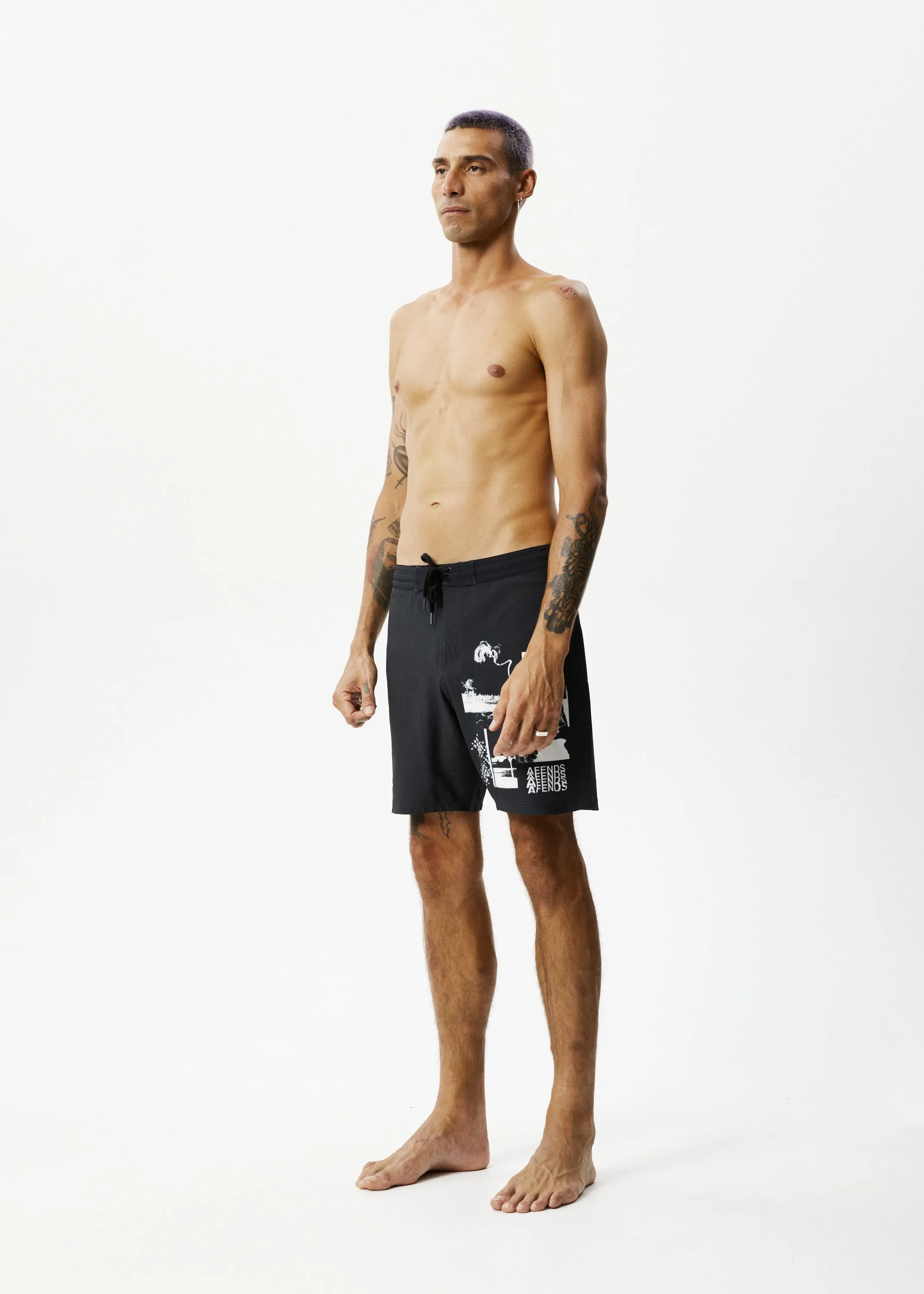 AFENDS Mens Collage - Boardshorts 18" - Charcoal