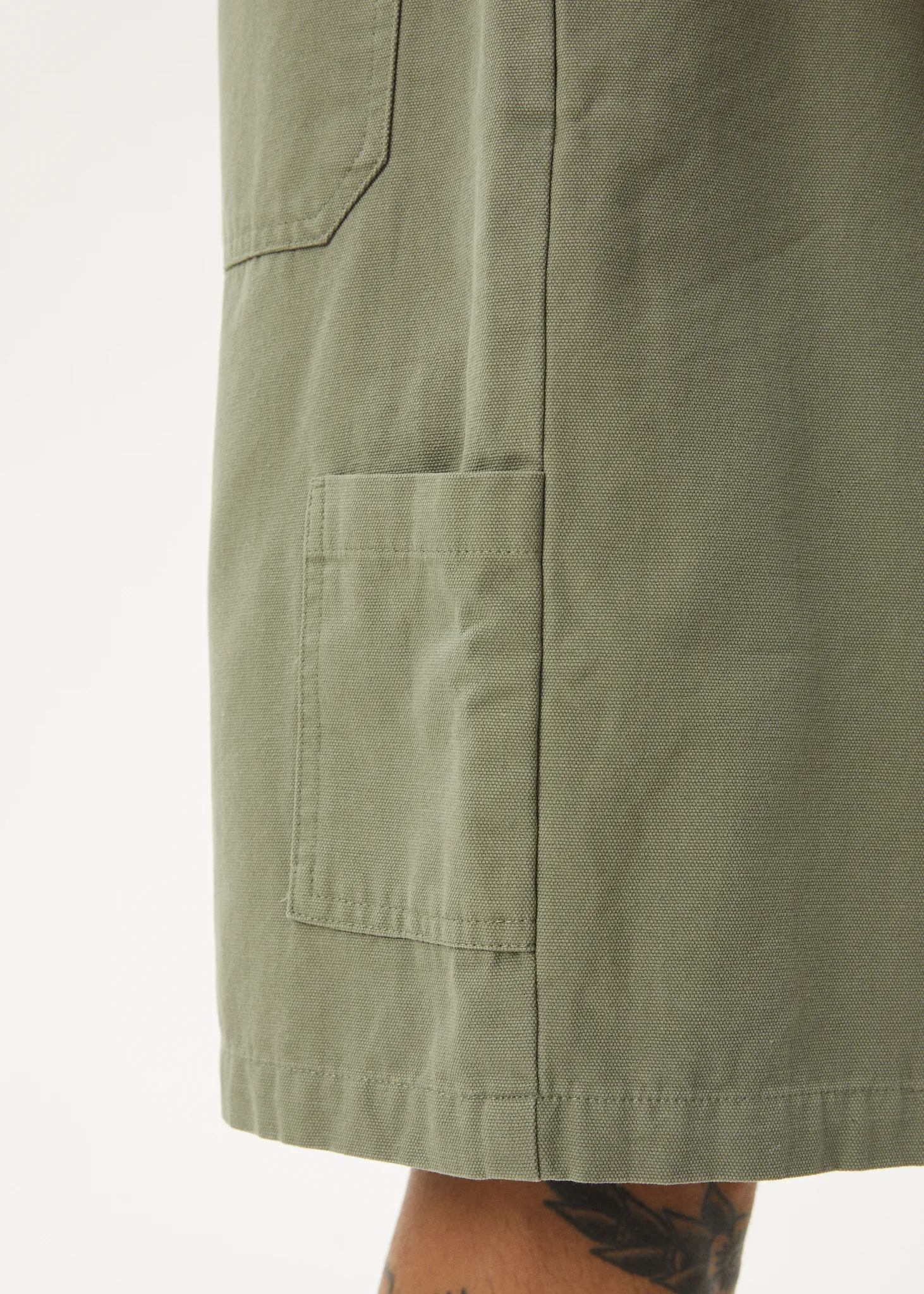 AFENDS Mens Harper - Canvas Carpenter Shorts 20" - Olive