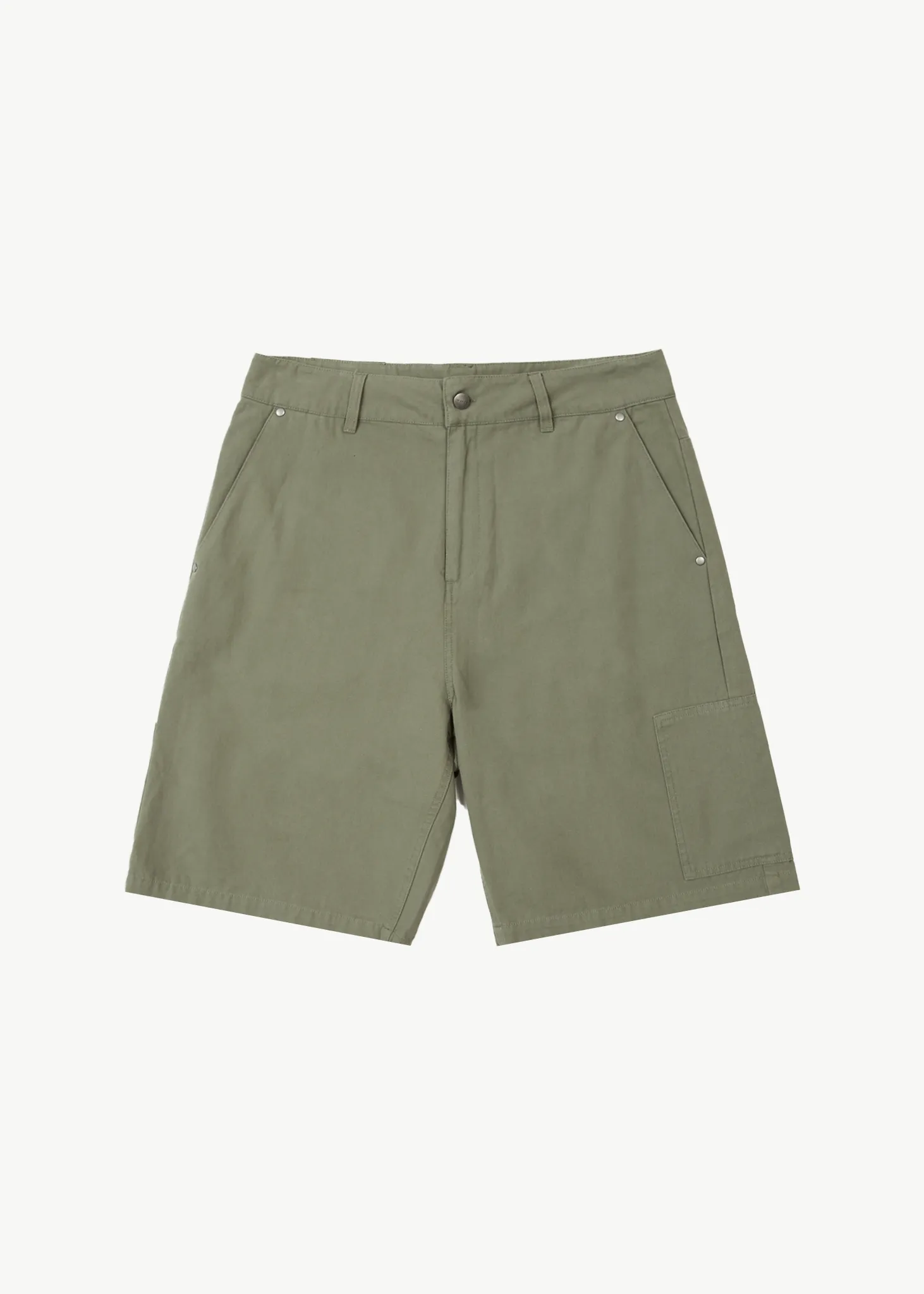 AFENDS Mens Harper - Canvas Carpenter Shorts 20" - Olive