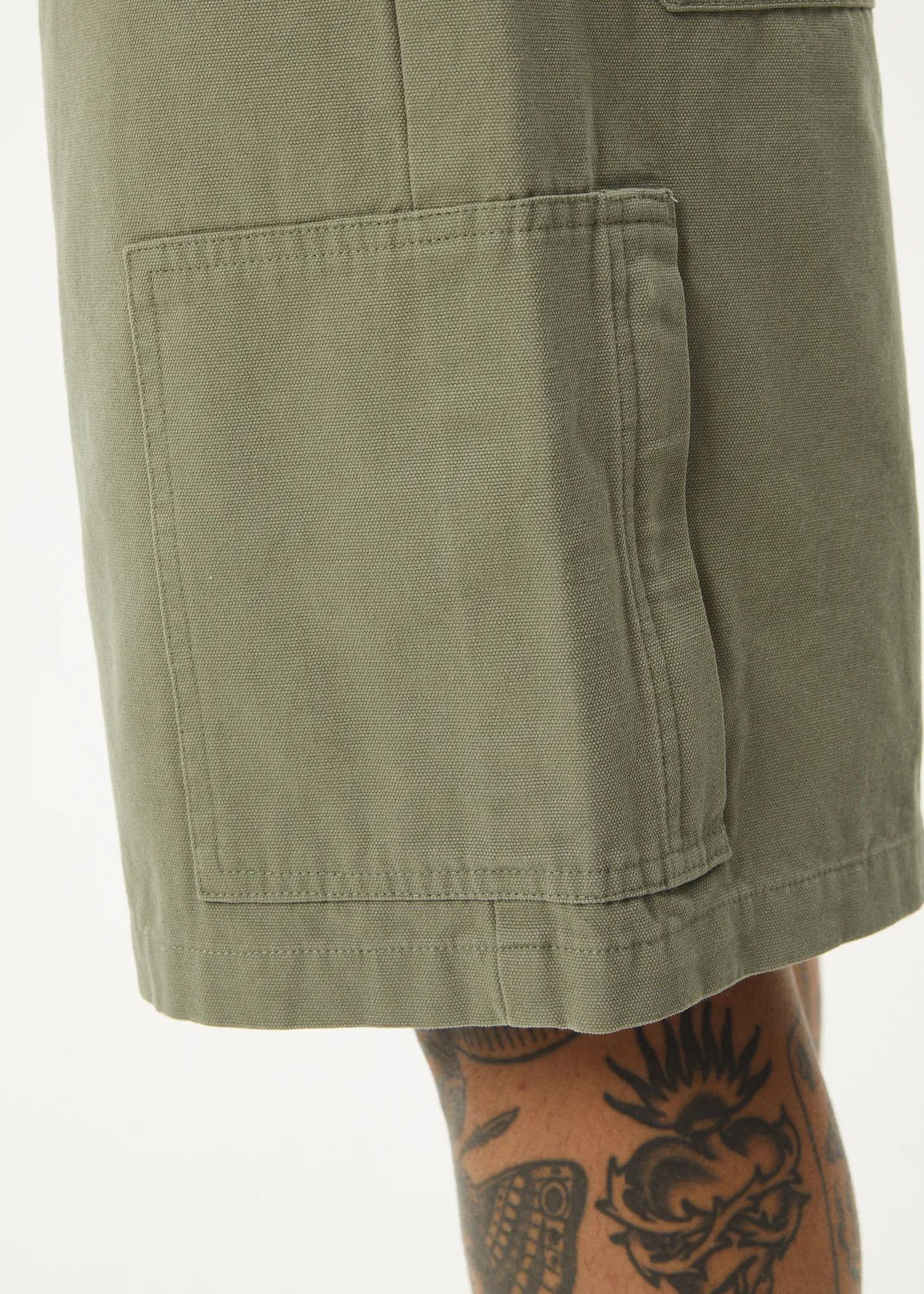 AFENDS Mens Harper - Canvas Carpenter Shorts 20" - Olive