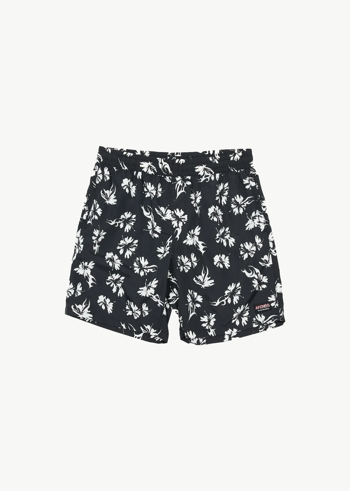 AFENDS Mens Hibiscus - Swim Short 18" - Black