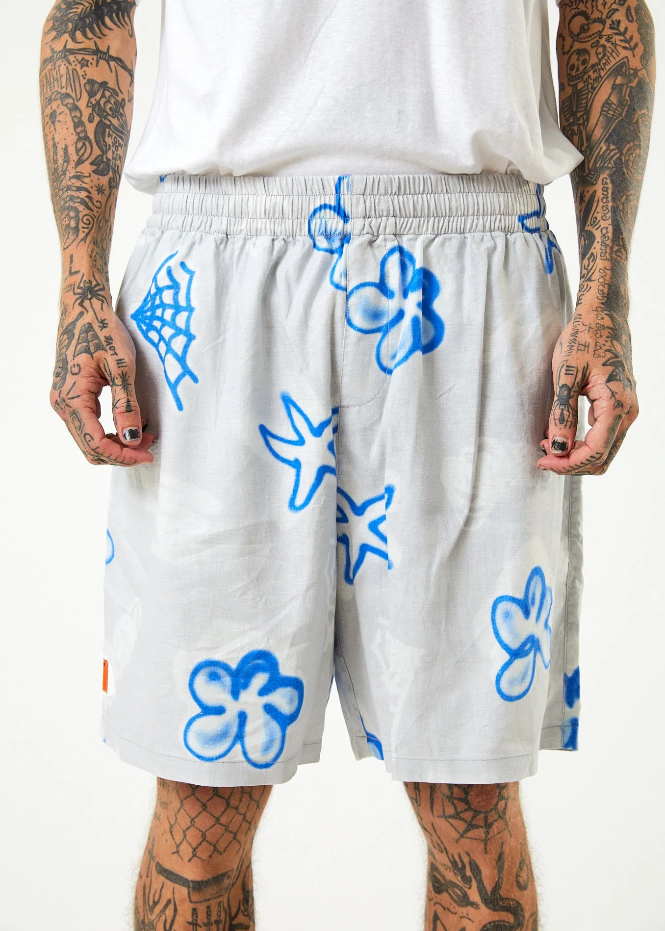 AFENDS Mens Planetary - Elastic Waist Shorts - Smoke