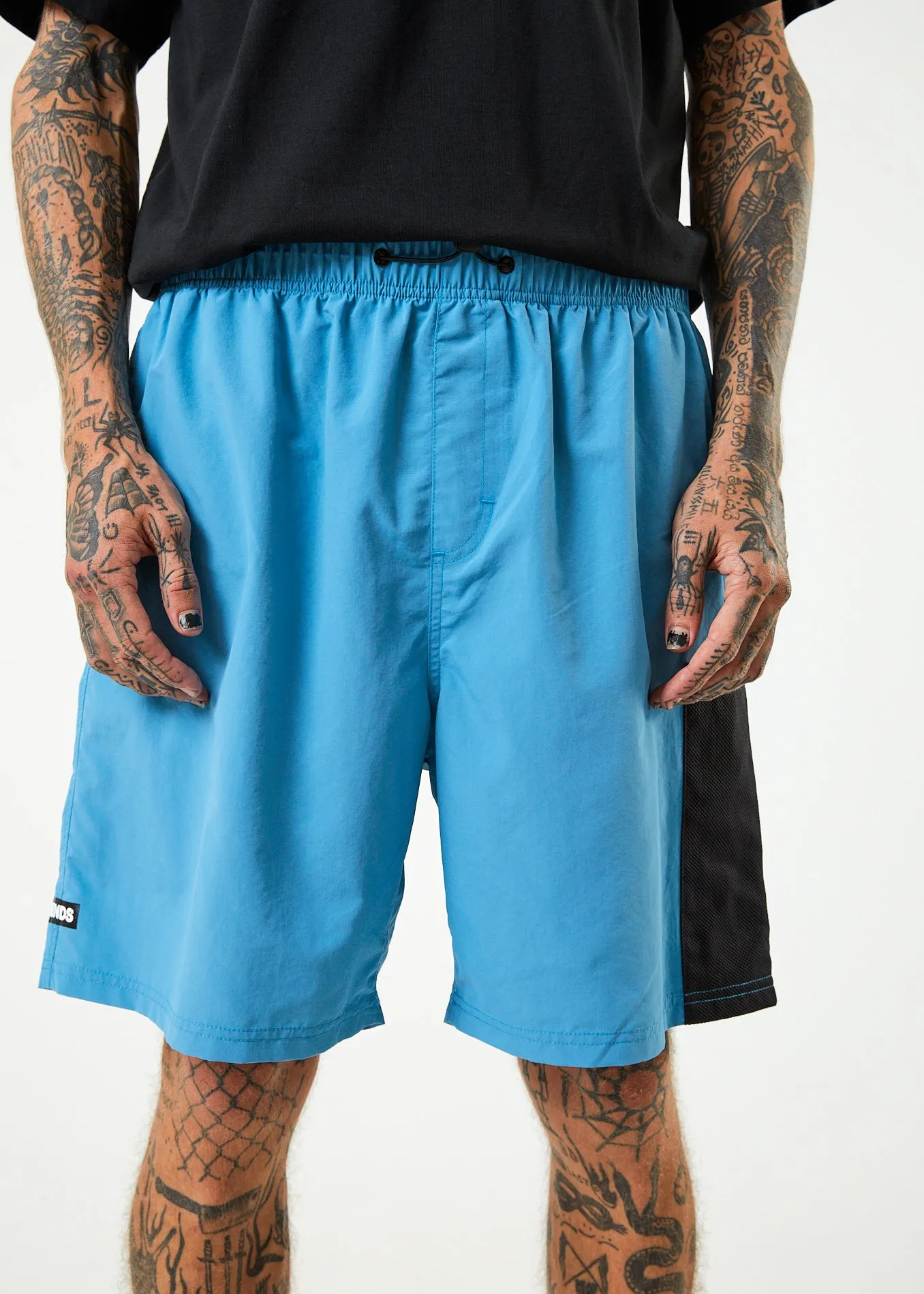 AFENDS Mens Polar - Elastic Waist Spray Shorts - Dark Teal