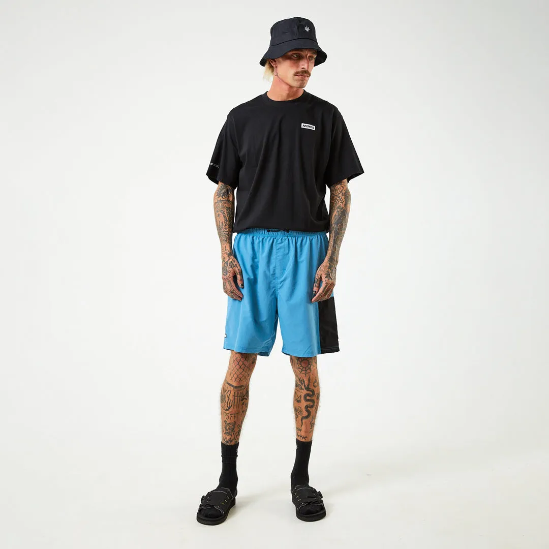 AFENDS Mens Polar - Elastic Waist Spray Shorts - Dark Teal