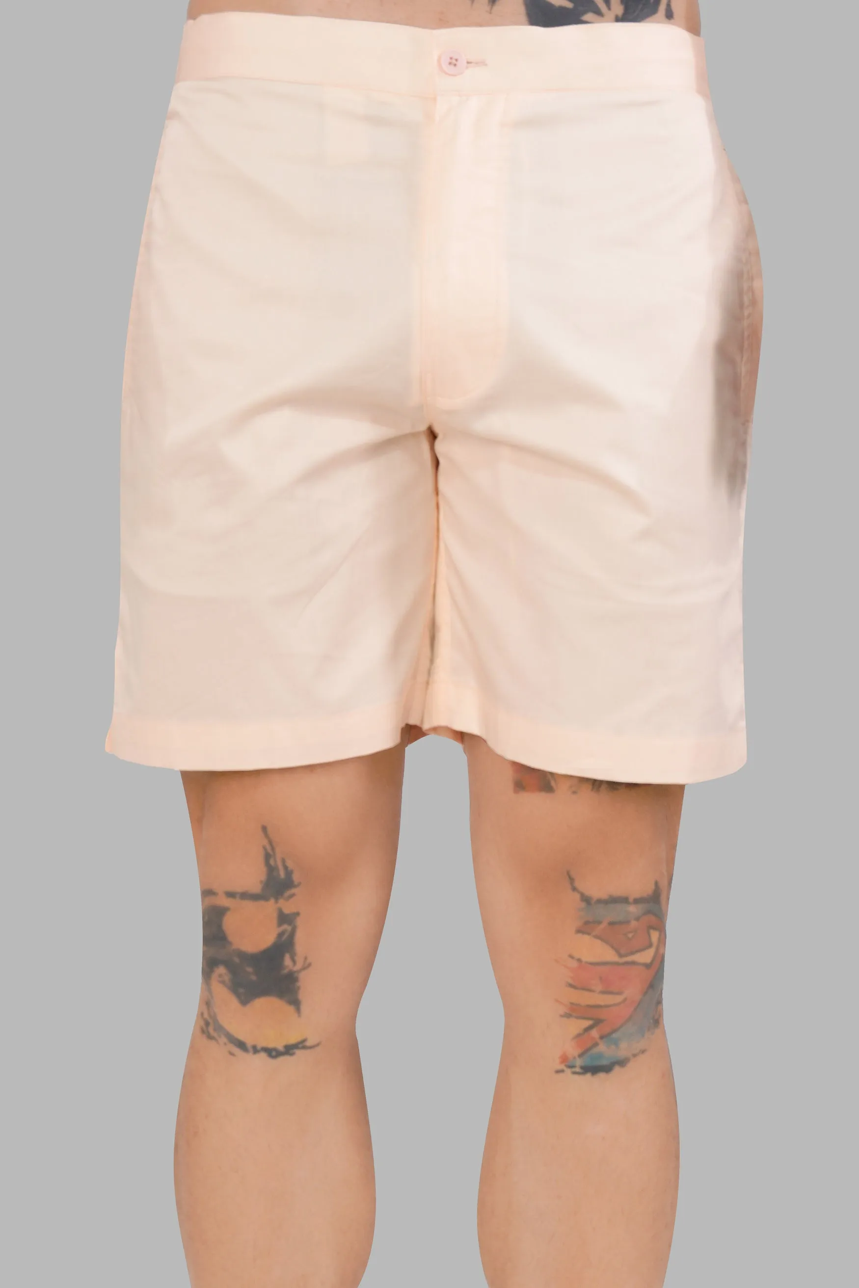 Albescent Cream Subtle Sheen Super Soft Premium Cotton Shorts