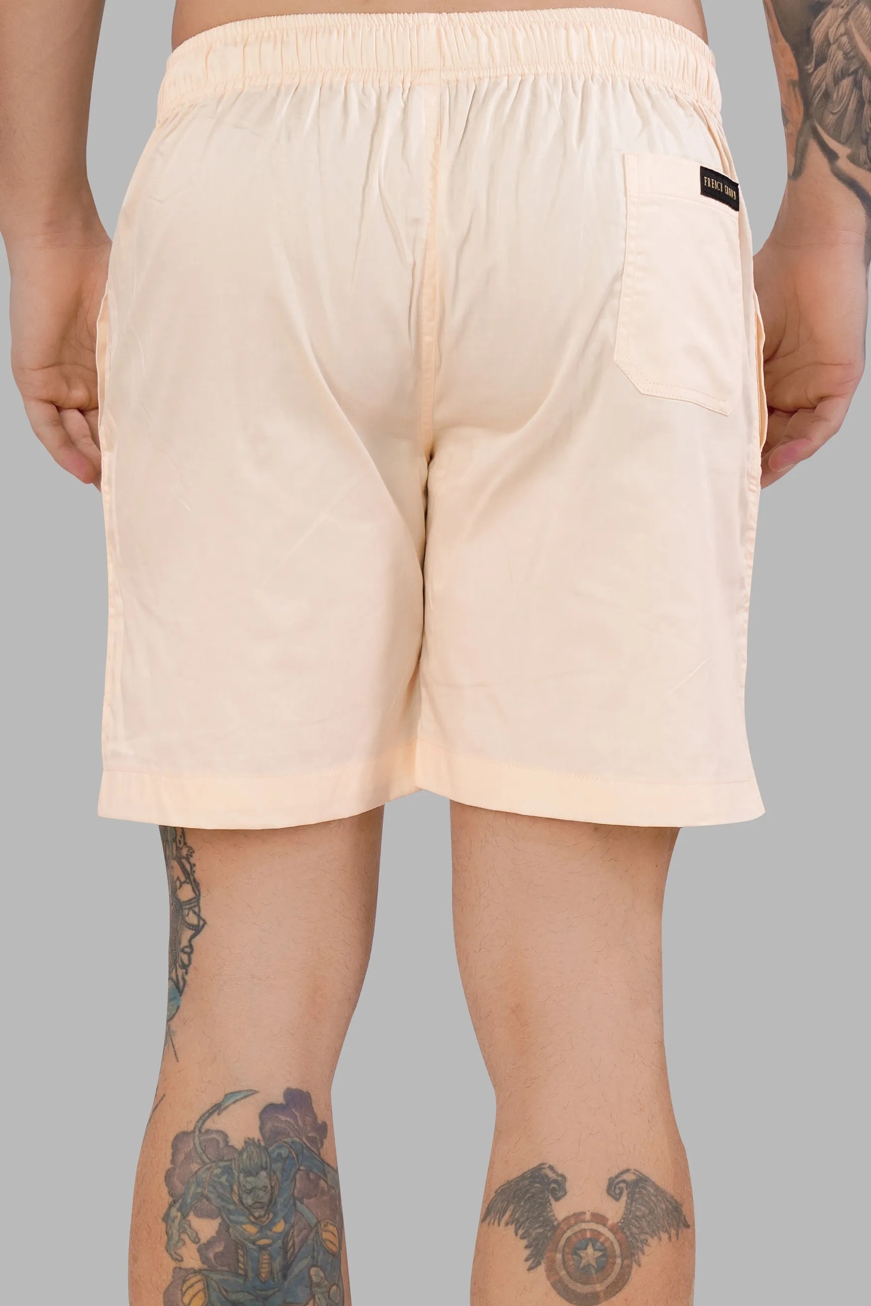 Albescent Cream Subtle Sheen Super Soft Premium Cotton Shorts