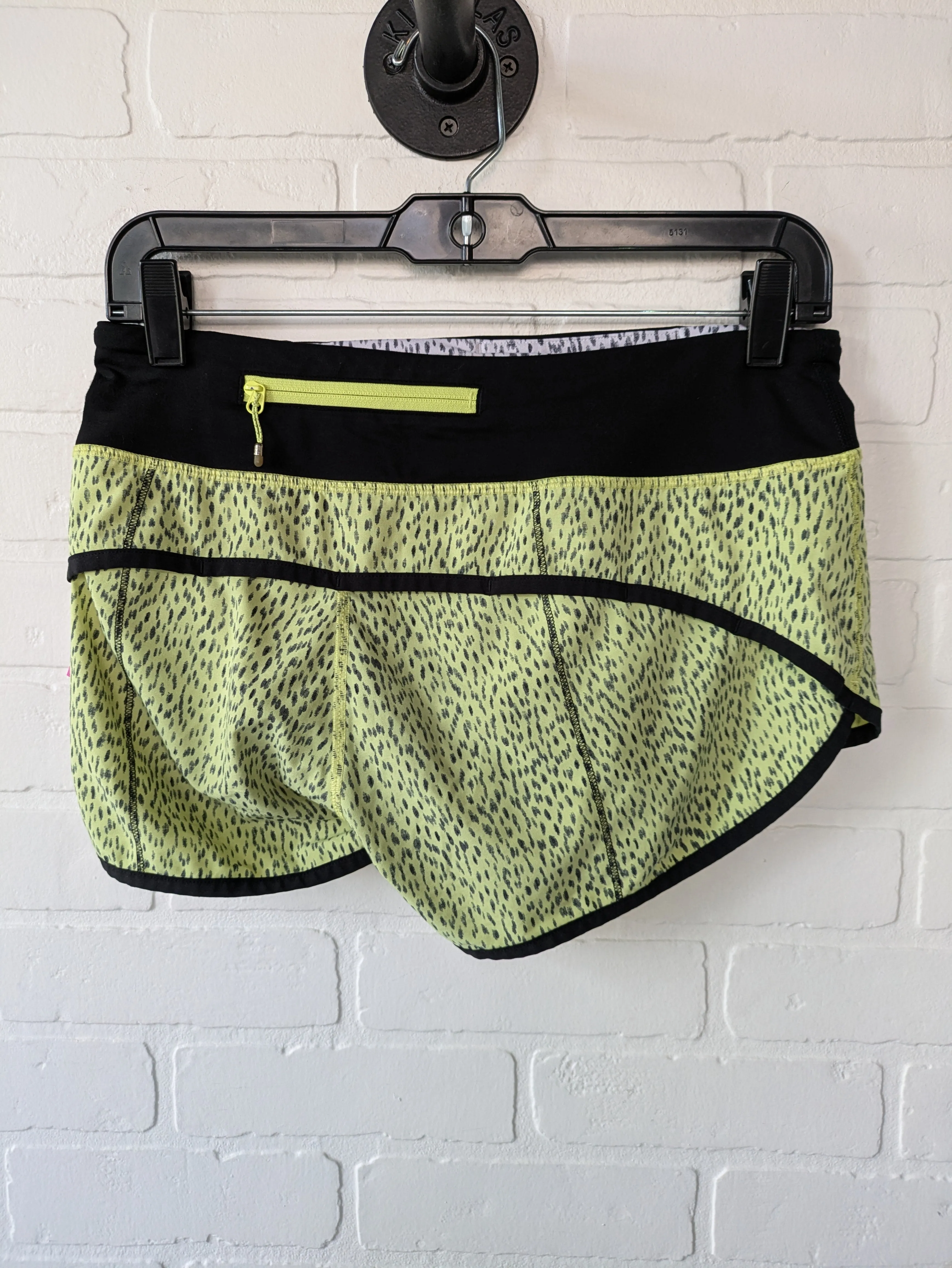 Athletic Shorts By Lululemon In Black & Yellow, Size: 4