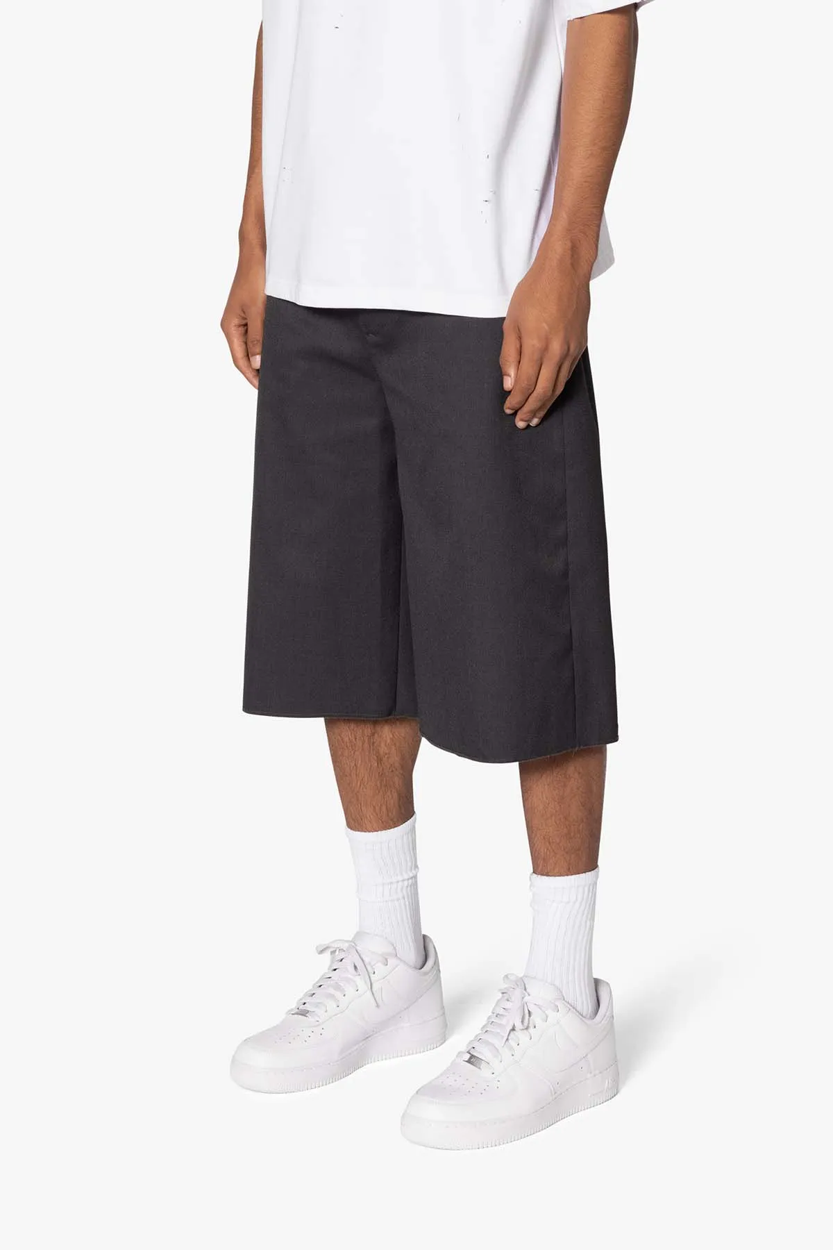 Baggy Pleated Shorts - Grey