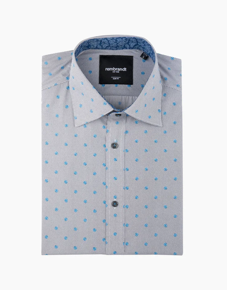 Barbican Blue & Black Geometric Shirt