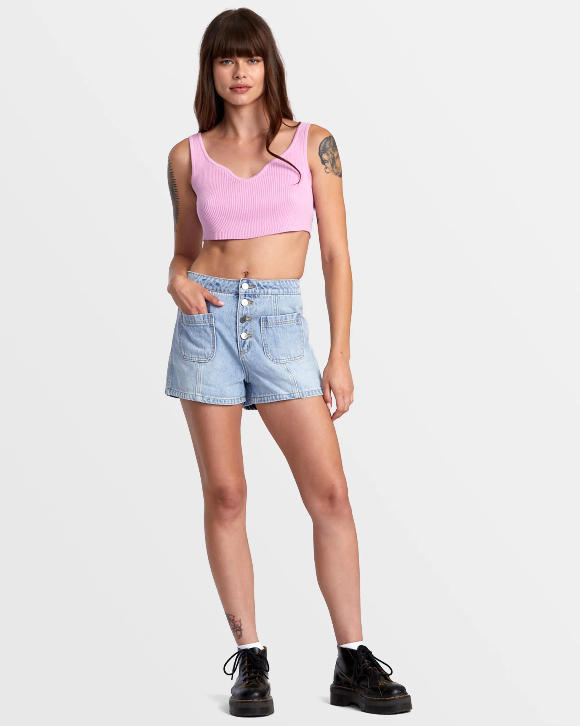 Bardot Denim Shorts - Bleached Indigo