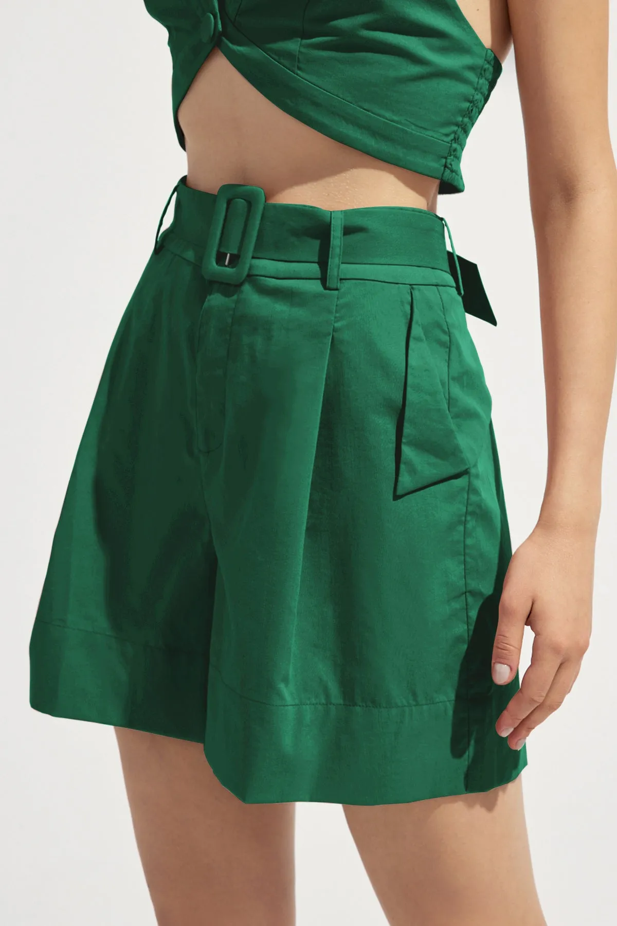 Belted High Waist Wide Leg Shorts