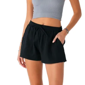 Black Cotton Cabana Shorts