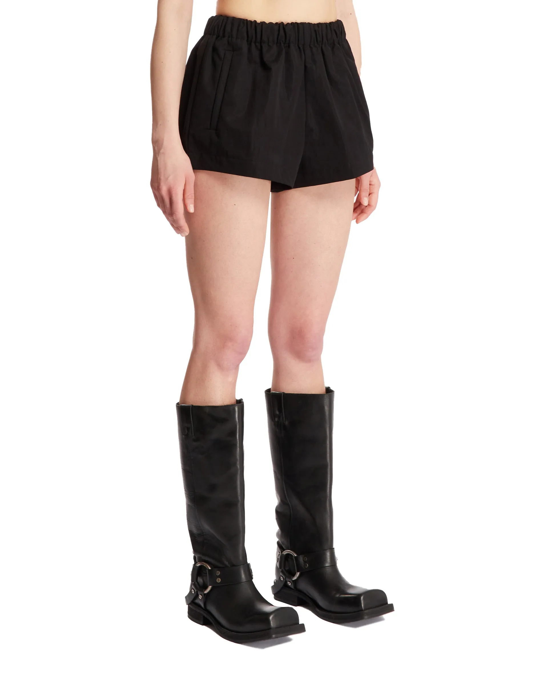 Black Elasticated Waist Shorts