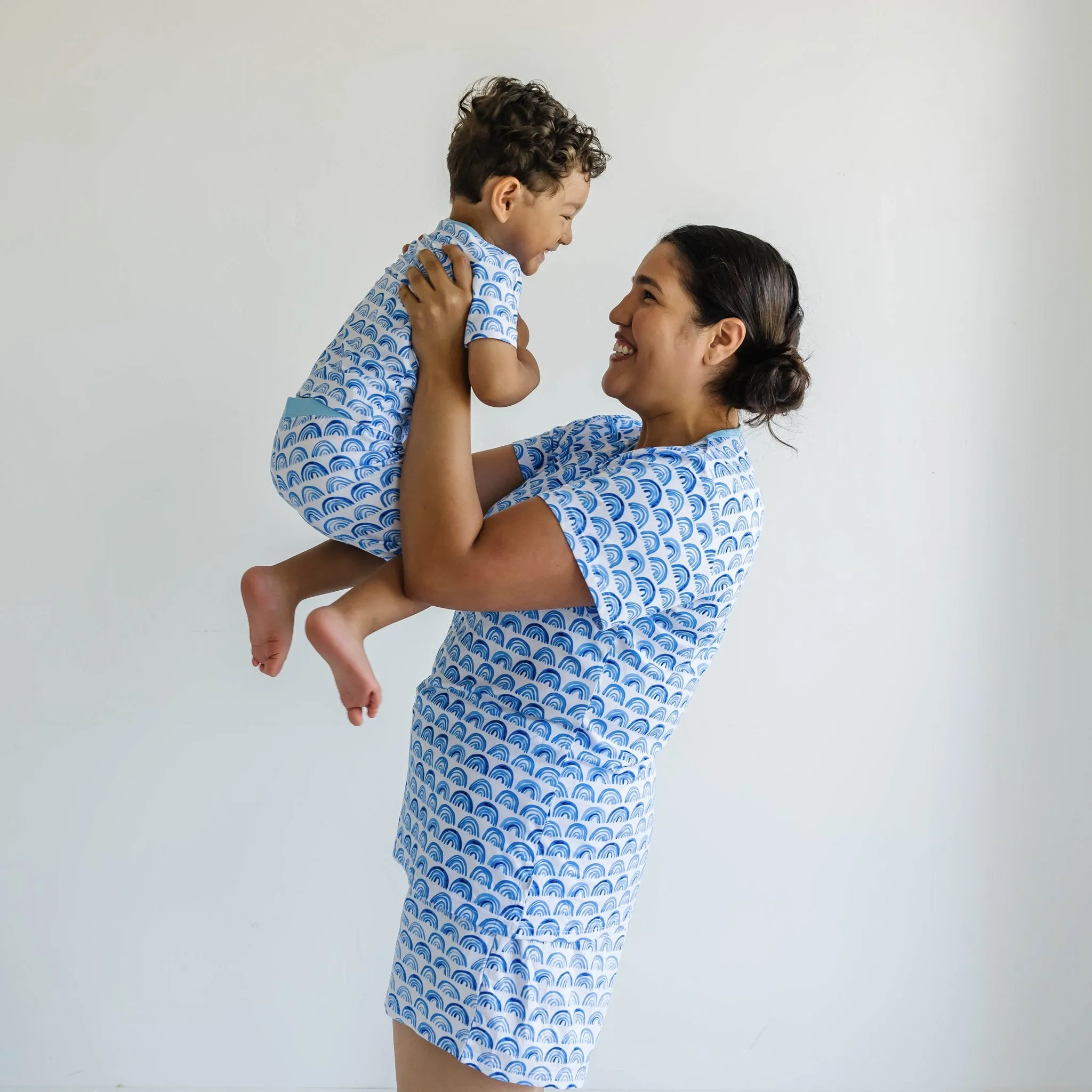 Blue Rainbows Two-Piece Short Sleeve & Shorts Pajama Set