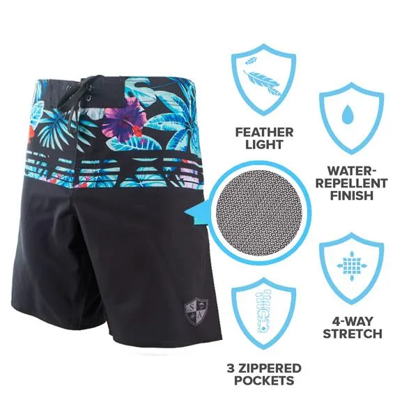 Board Shorts | Tropic Like It's Hot | Silver SA Shield