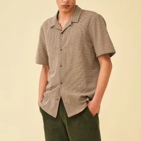 Mocha Dogtooth Short Sleeve Cuban Shirt