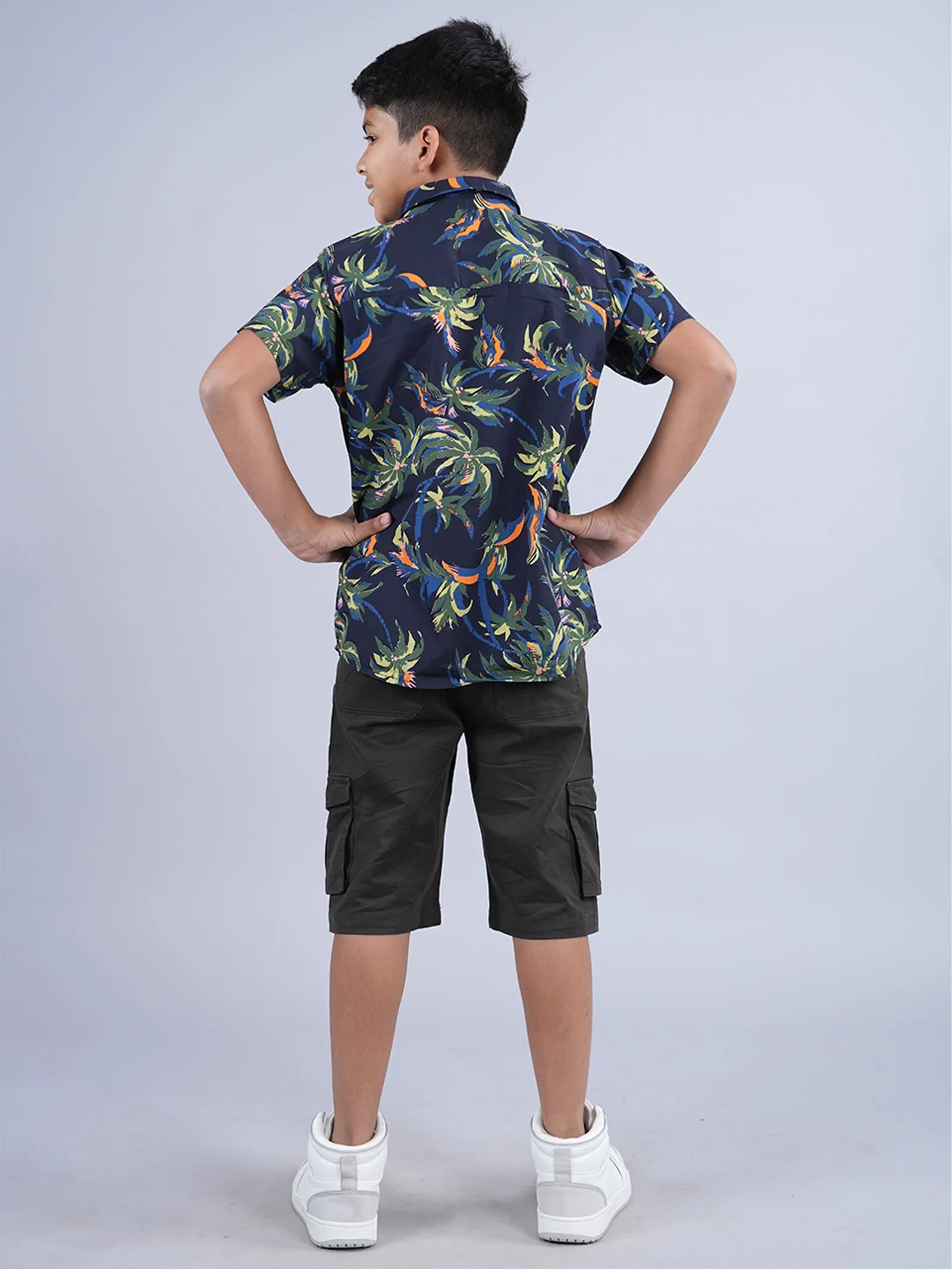 Boys AOP Half Sleeve Shirt & Woven Cargo Short Set