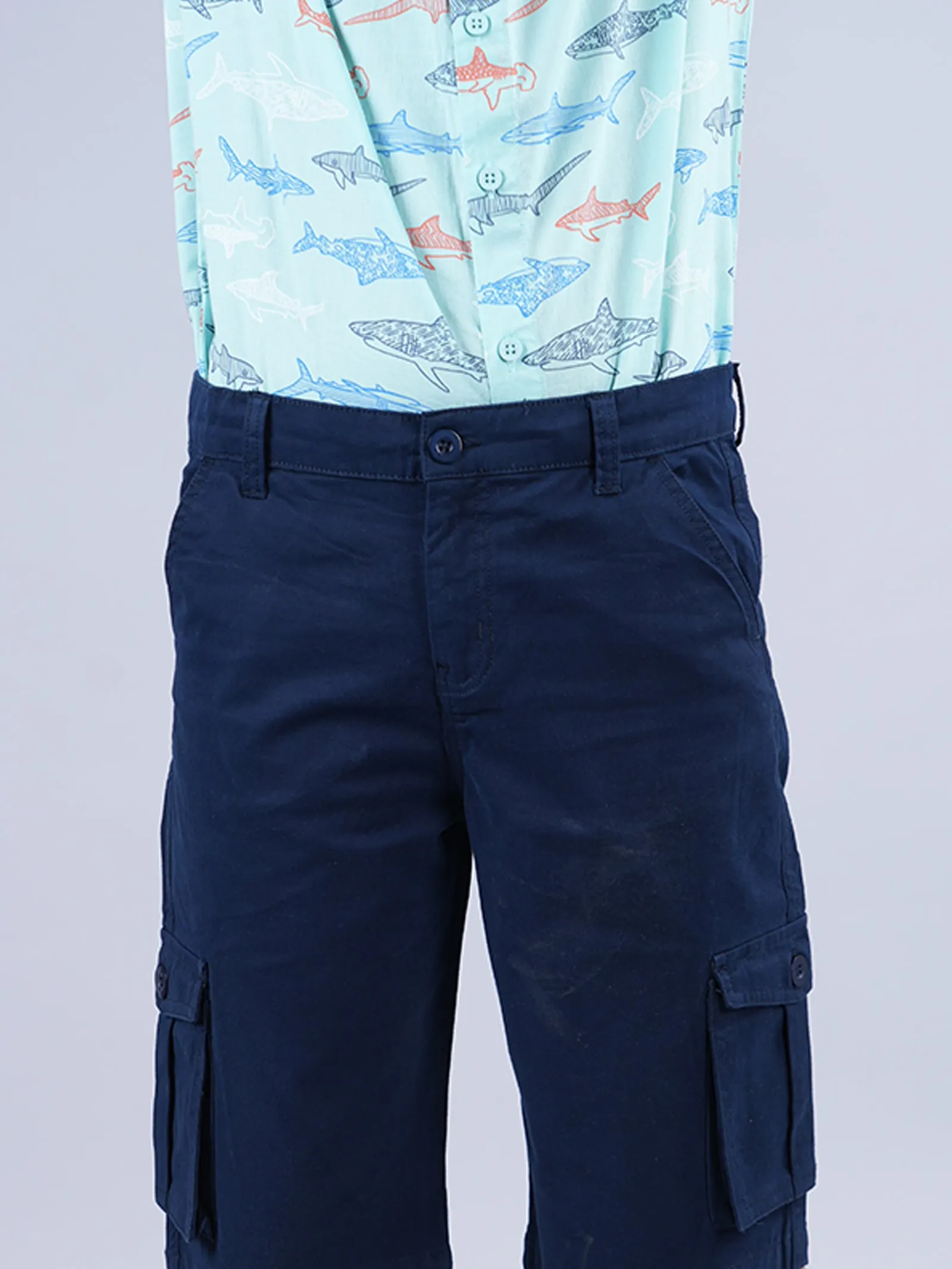 Boys AOP Half Sleeve Shirt & Woven Cargo Short Set