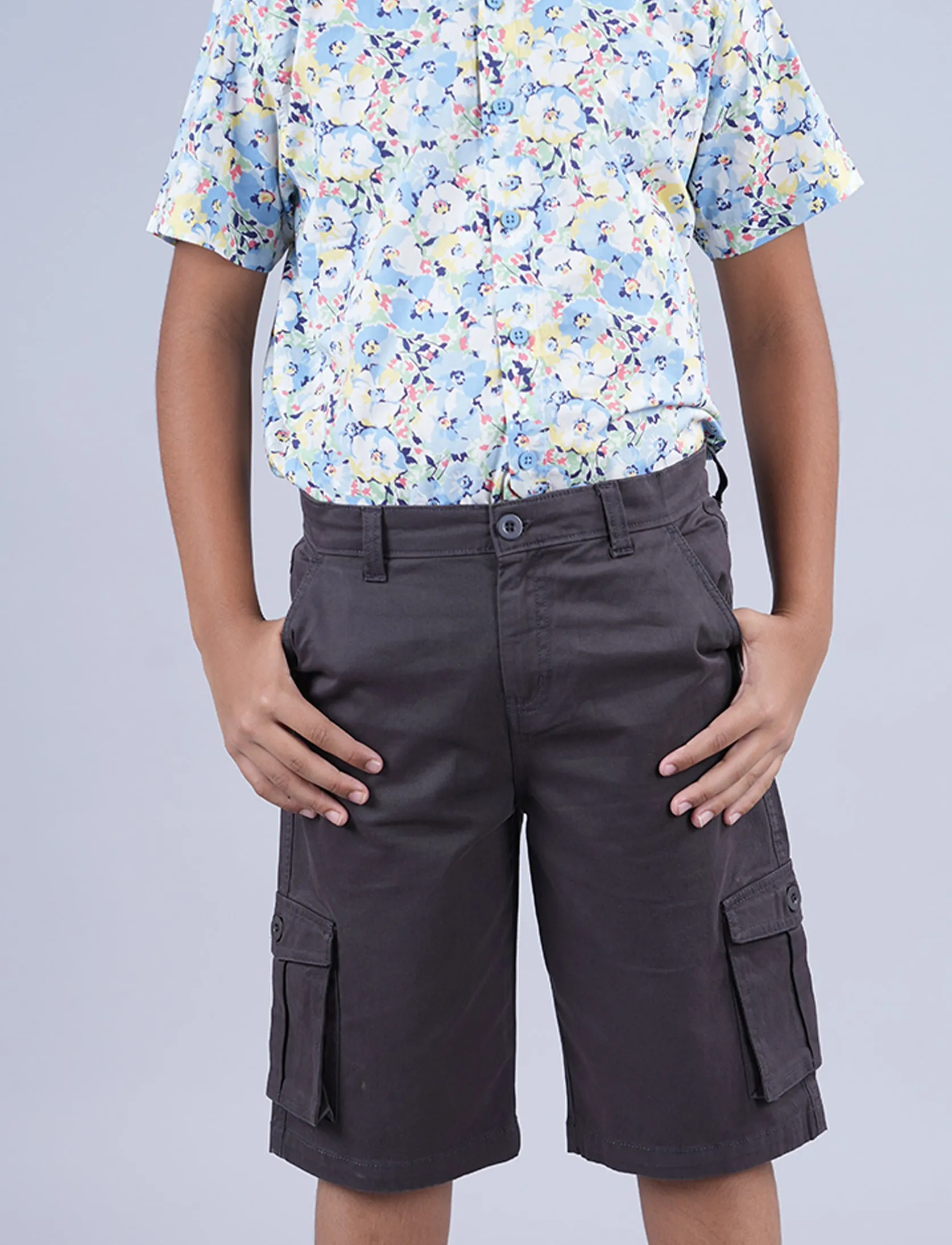 Boys AOP Half Sleeve Shirt & Woven Cargo Short Set