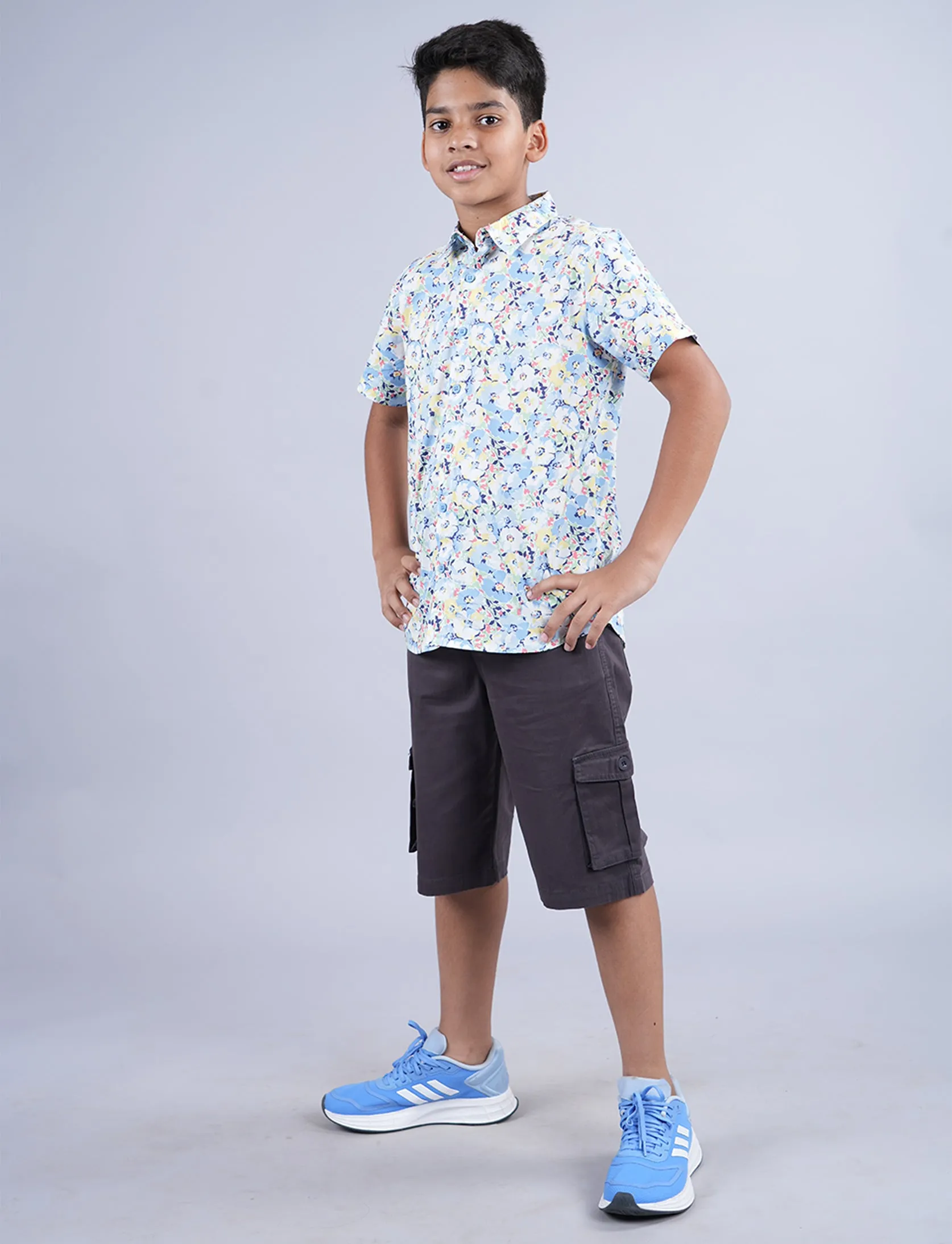 Boys AOP Half Sleeve Shirt & Woven Cargo Short Set