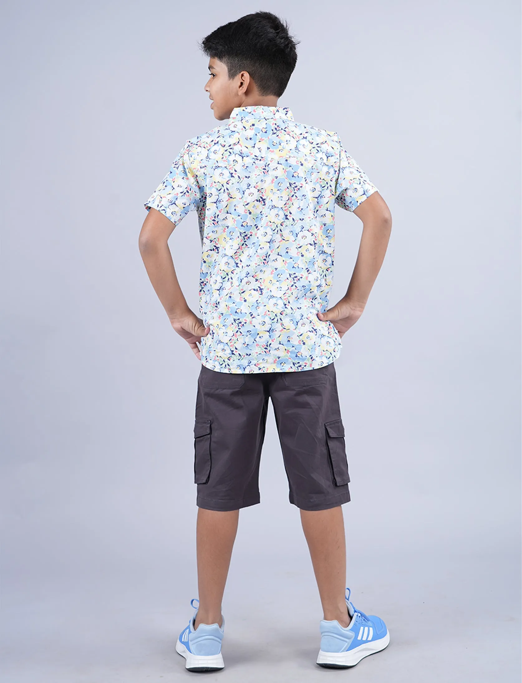 Boys AOP Half Sleeve Shirt & Woven Cargo Short Set