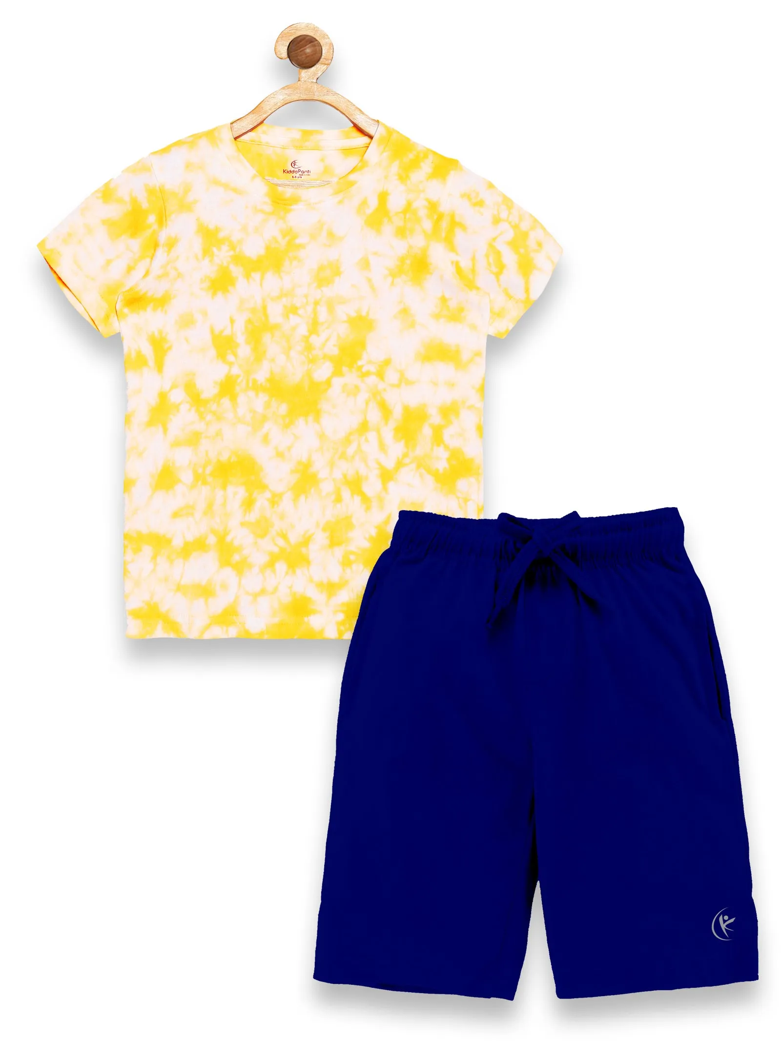 Boy's Half Sleeve Tie & Dye T-Shirt & Knee length Basic Short Set