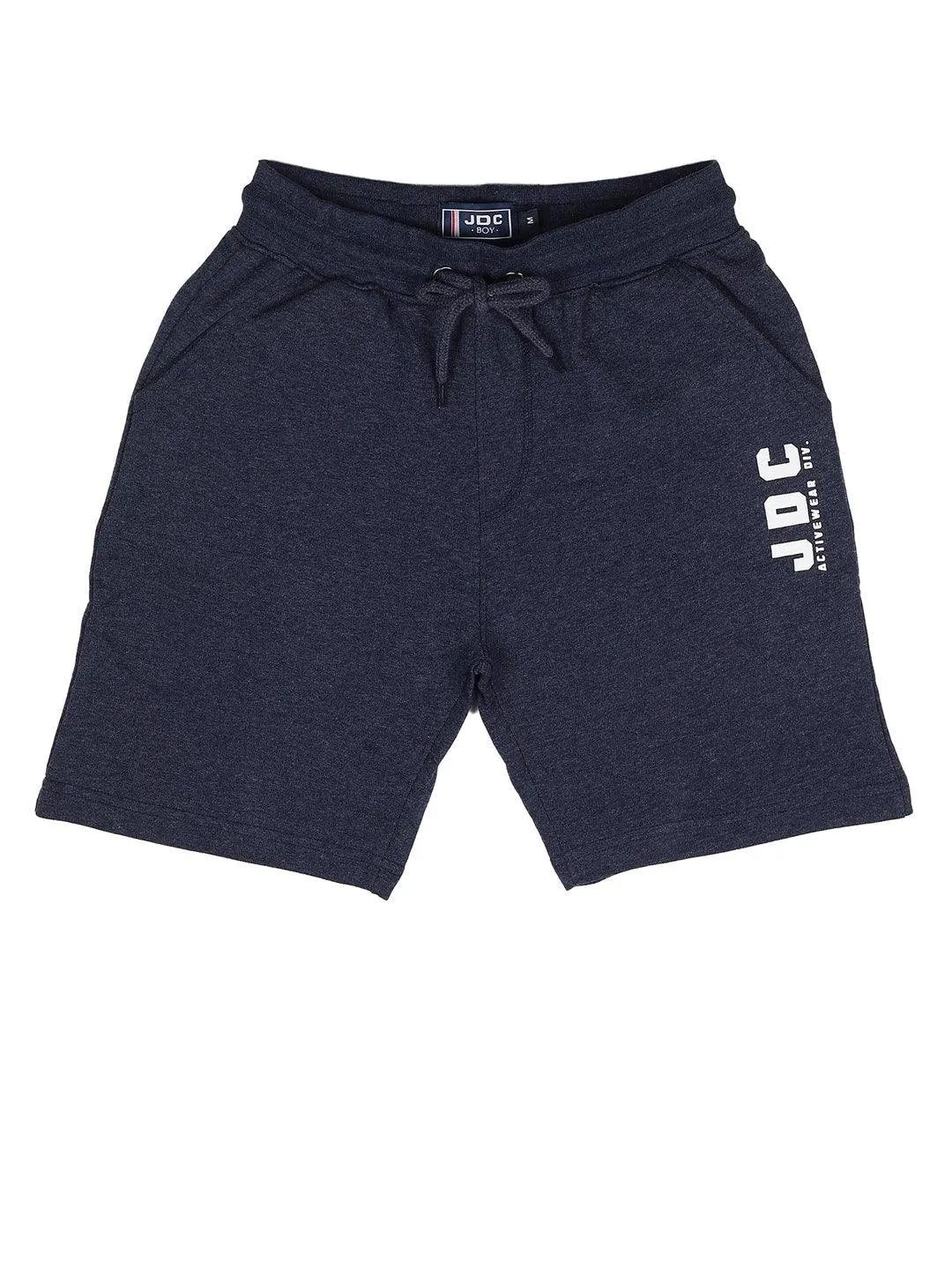 BOY'S NAVY SOLID REGULAR FIT KNIT SHORTS