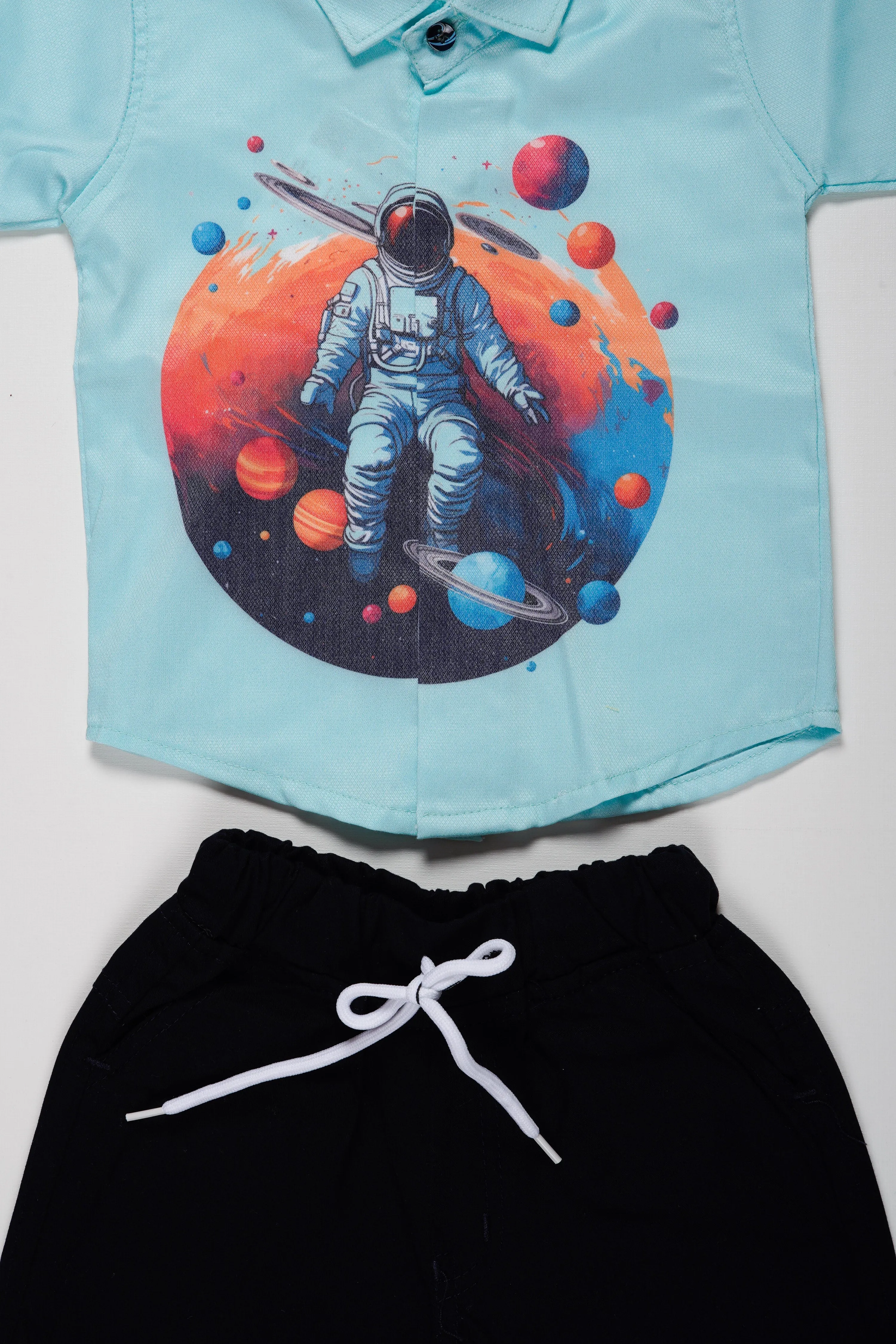 Boys Space Odyssey Shirt and Shorts Set | Cosmic Exploration Outfit