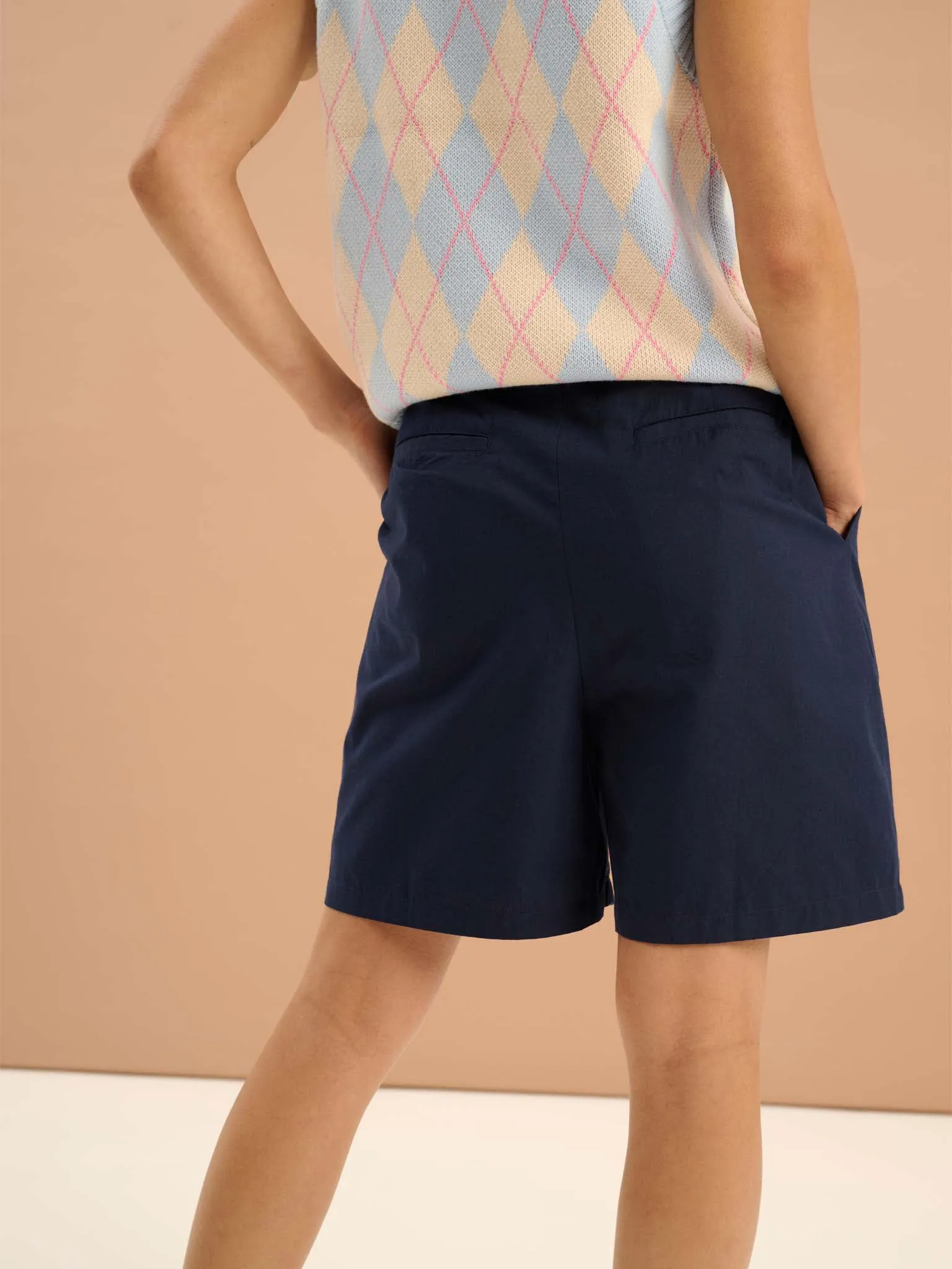 Carlina Pleat Front Shorts in Navy