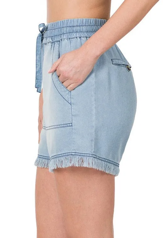 Chambray Cutie Frayed Shorts