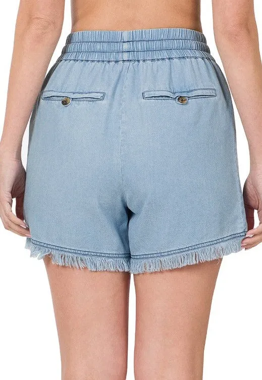 Chambray Cutie Frayed Shorts