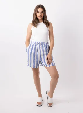 Charlie Stripe Linen Short-BLUE