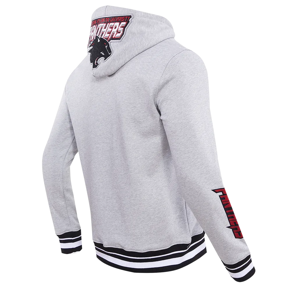 CLARK ATLANTA UNIVERSITY CLASSIC MEN'S STACKED LOGO PO HOODIE (HEATHER GRAY/BLACK)