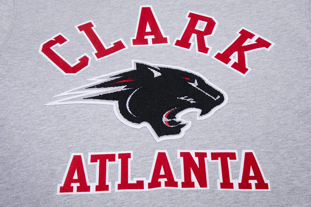 CLARK ATLANTA UNIVERSITY CLASSIC MEN'S STACKED LOGO PO HOODIE (HEATHER GRAY/BLACK)