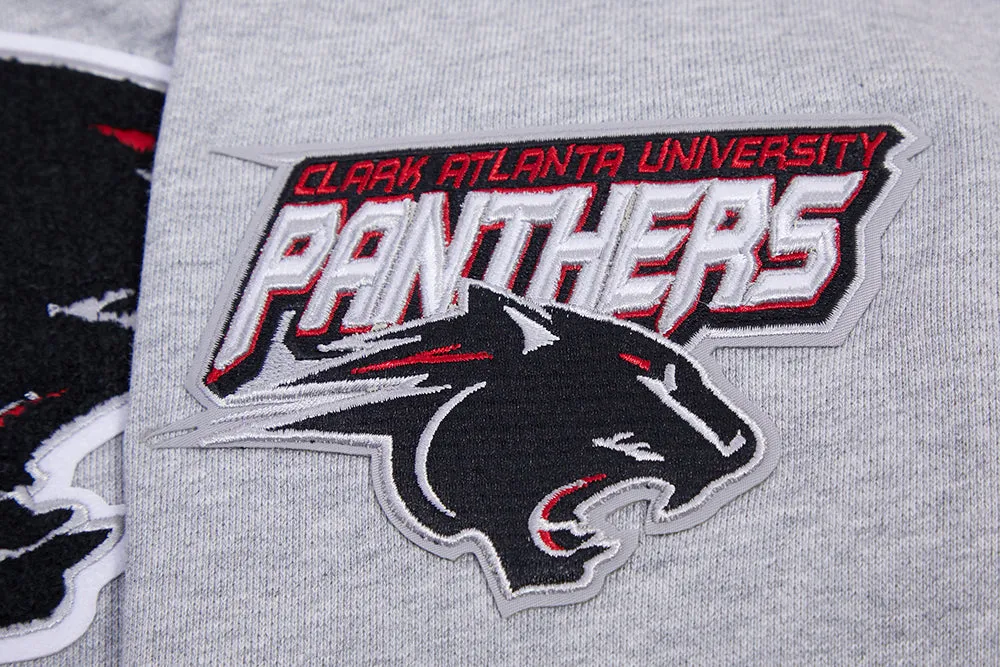 CLARK ATLANTA UNIVERSITY CLASSIC MEN'S STACKED LOGO PO HOODIE (HEATHER GRAY/BLACK)