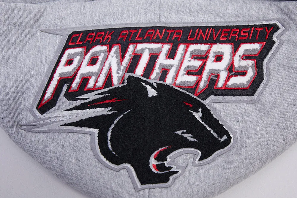 CLARK ATLANTA UNIVERSITY CLASSIC MEN'S STACKED LOGO PO HOODIE (HEATHER GRAY/BLACK)