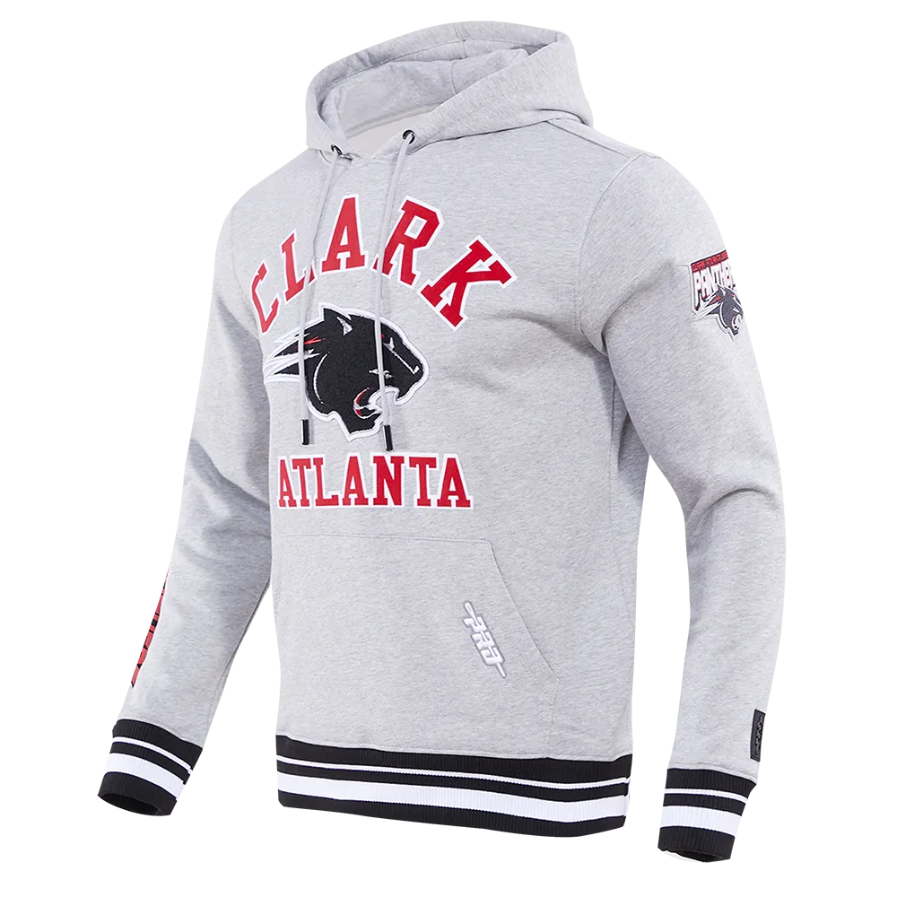 CLARK ATLANTA UNIVERSITY CLASSIC MEN'S STACKED LOGO PO HOODIE (HEATHER GRAY/BLACK)