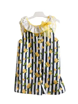 CLEARANCE DEAL - Alhuka Summer - Granada Navy Stripe Lemons Print Playsuit