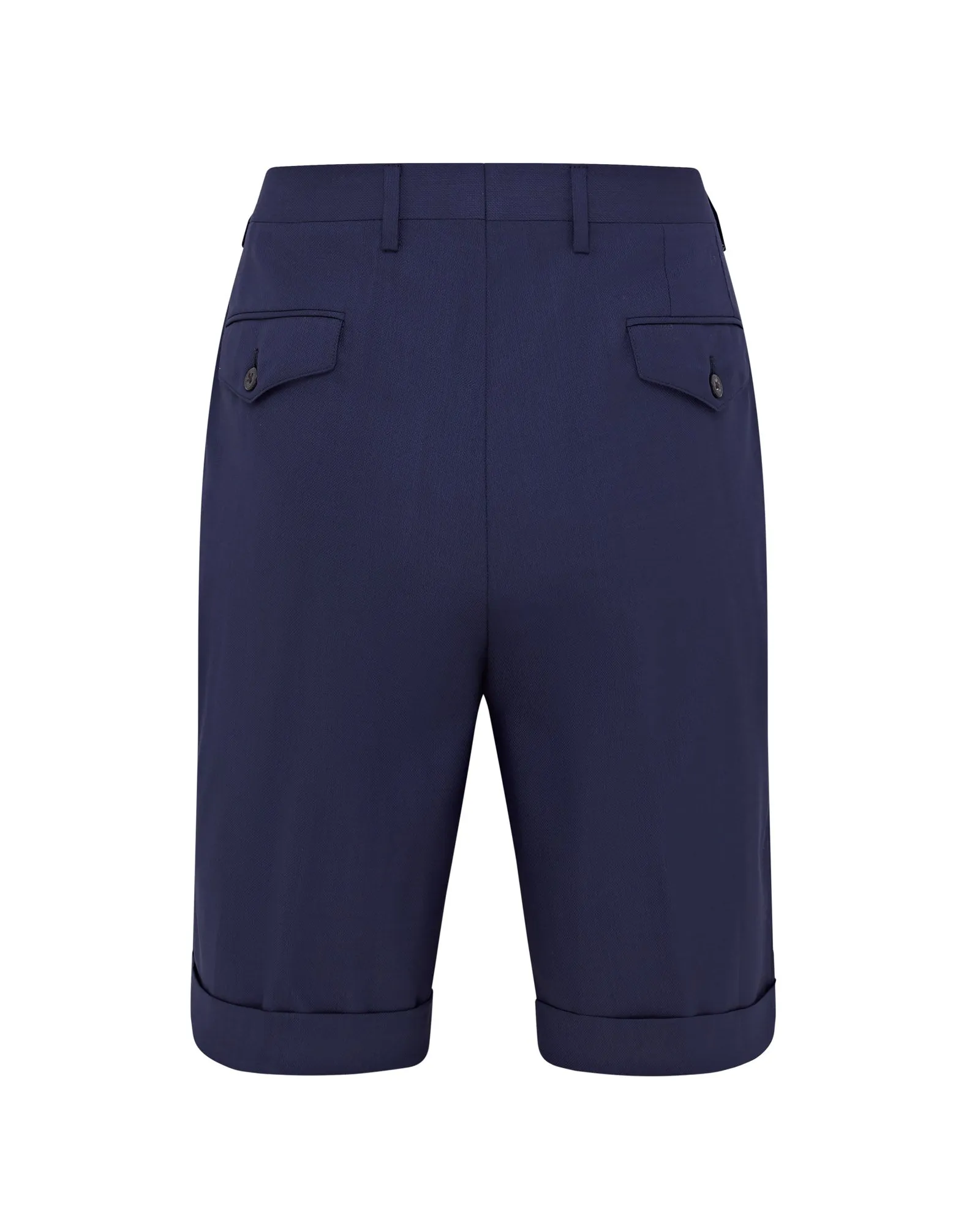 Corneliani Super 130 Pleated Washable Shorts (Navy)